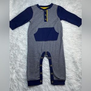 Baby Boy Blue and white striped w\ yellow trim long sleeve Outfit | 3-6 months